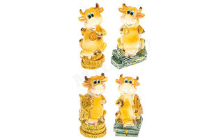 Сувенир "Фигурка.Бычок с деньгами" 2*5см ассорти Т-0851