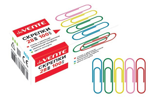 Скрепки 28мм 100шт "deVente" 4135324 цветные овальные