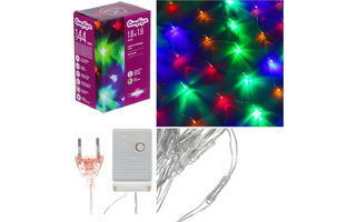 Гирлянда новогодняя электрическая 144л LED "Сетка" 1,6*1,6м мультицвет прозр. провод 362-075