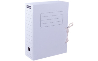 Короб архивный 100мм "OfficeSpace" белый микрогофрокартон с завязками 225435