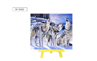 Мозаика алмазная "Стая волков" 21*25см частичная с мольбертом М-10403 Mazari