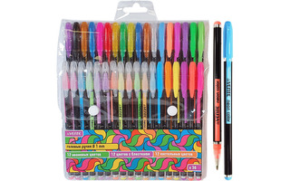 Набор 36 гелевых ручек "deVente.Neon black" 5051014