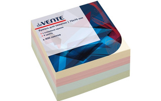 Блок для записи "deVente" 76*76 цветной пастель склейка 400л 2010341