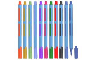 Набор 10 шариковых ручек "deVente.Trio Soft" 0,7мм трехгран 5073018