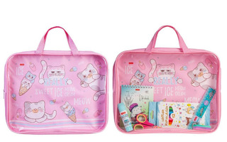 Папка для тетрадей А4 "Забавные коты" текстиль молния с ручками NSn_75115 Hatber