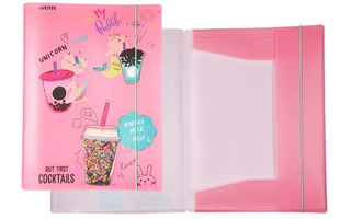 Папка на резинке "deVente.Unicorn Cocktail" вертикальная розовая А4 400мкм 3070105