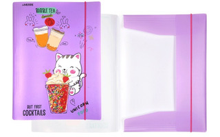 Папка на резинке "deVente.Unicorn Cocktail" вертикальная сиреневая А4 400мкм 3070103