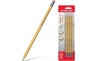 Набор ч/гр карандашей  4шт "Erich Krause.Amber 101НВ" с ластиком 45603