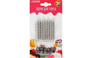 Набор свечей для торта 10шт "DeVente.Silver" 6см 10 держателей 9060914