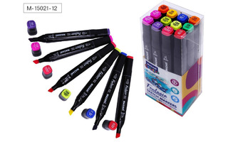 Набор скетчмаркеров  12шт "Fantasia.Осн+флуор цвета" двухст. 3/6,2мм Mazari М-15021-12