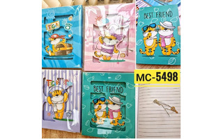 Блокнот "Тигры" 18*13см с замком твердая обл.  48л линейка МС-5498 СУПЕРЦЕНА