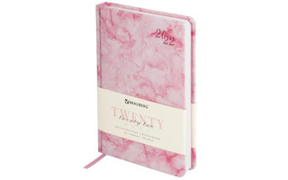 Ежедневник А5 датир 2022г 168л "BRAUBERG.Marble" кожзам розовый мрамор 112743 УЦЕНКА