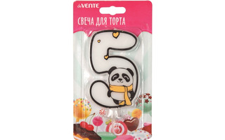 Свеча-цифра deVENTE. Панда "5" 9*6см белая 9060116