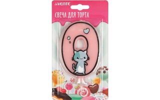 Свеча-цифра deVENTE. Котик "0" 9*6см розовая 9060121