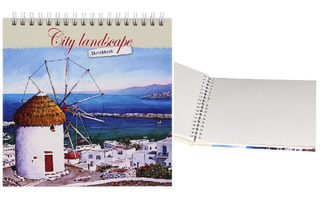 Скетчбук А6+  40л "Мельница над морем" спираль тв. обложка кремовый блок 100г/м² С40-1724 ПрофПресс