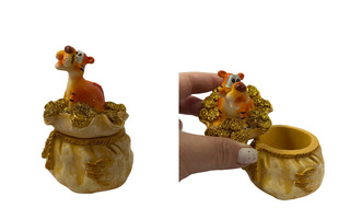 Шкатулка "Тигр на мешке денег" Е90417 9см РАСПРОДАЖА