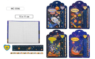 Набор  "Basir.Космос" (блокнот+линейка+карандаш ч/гр+ластик) МС-5596