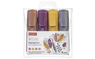 Набор текстовыделителей  4шт "Hatber.V-tone Metallic" 1-5мм HL_070355