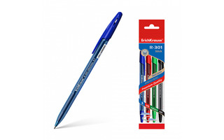 Набор  4 шариковых ручек "Erich Krause.R-301 Original Stick" 0,7мм ассорти 46776 прозр. корпус