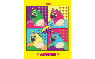 Дневник школьный 1-11 кл обложка твердая "Мопс-арт" 40ДТ5В_26155 074552 Хатбер