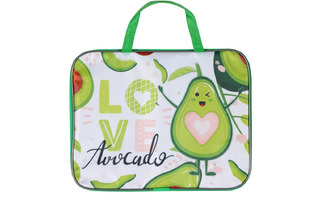 Папка для тетрадей А4 ПШ-11 "Сердце авокадо" ткань 6см 1отд молния с ручками+твердое дно