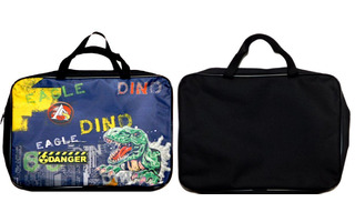 Папка для тетрадей А4 ПШ-11 "Опасный Дино" текстиль 6см 1отд молния с ручками+твердое дно