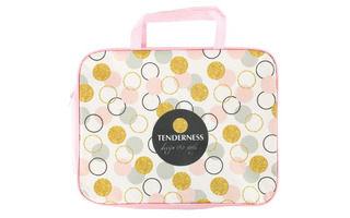 Папка для тетрадей А4 ПШ-11 "Гламурные кружочки" текстиль 6см 1отд молния с ручками+твердое дно