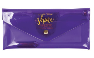 Пенал косметичка "DeVente.Shine.Фиолетовый" 22*1,5см ПВХ 600мкм на кнопке 7024050