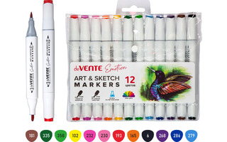 Набор скетчмаркеров  12шт "deVente.Emotion.Основные цвета" двухстор кистевидный  2мм/скош5мм 5044110