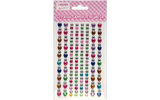 Наклейки акрил 8004118 стразы Hearts and diamonds ассорти 9,5*15см  deVente