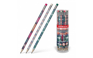 Карандаш ч\гр "Erich Krause.Tartan НВ" с ластиком трехгран. 56010