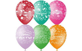 Шары 12" Пастель+декоратор "Праздничная тематика" (25шт) 6041229