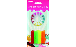 Набор свечей для торта 24шт "DeVente.Neon" 6см 12 держателей 9060701