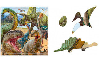 Пазл фигурный "Динозавры" 80эл 30*30см в рамке ГеоДом (9097)