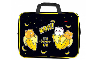 Папка для тетрадей А4 "Banana-cat" текстиль 4см молния с ручками NSn_93045 Hatber