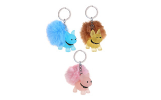 Брелок "Помпон с собачкой" 5,5*12,5см с карабином иск.мех пластик ассорти 095-024