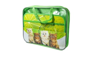 Папка для труда  А4 ПТР-111 "Рыжие котики" ткань 6см 1отд молния с ручками