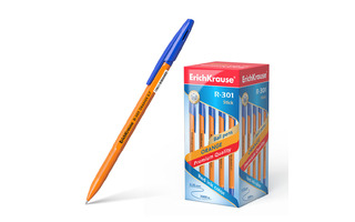 Ручка шариковая "Erich Krause.R-301 Orange Stick" синяя 0,7мм оранжевая 43194