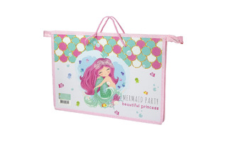 Папка для тетрадей А4 ПМ-А4-35 "Нежная русалочка" пластик+ткань 5см 1 отд молния с ручками