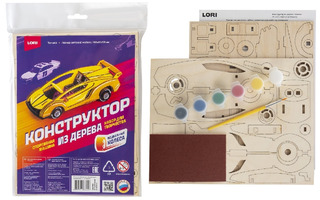 Набор для творчества "Конструктор из дерева.Техника.Спортивная машина" с красками Фн-042