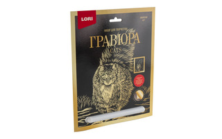 Гравюра "Кошки.Сибирский кот" большая с эффектом золото Гр-672