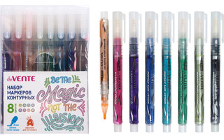 Набор маркеров контурных 8шт "deVente.Outline" металлик серебро 2мм 5044117 УЦЕНКА (срок)