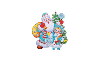 Панно "Дедушка Мороз с внучкой" бумажное А3 НУ-0821
