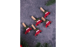 Прищепка декоративная "Машина с елкой" 5шт ну-5347