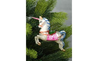 Елочная игрушка "Волшебный единорог" 12см стекло НУ-9285