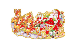 Панно "Новогодняя упряжка" бумажное 55см НУ-8274