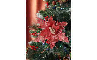 Украшение "Рождественский цветок" 30см красно-золотой НУ-7966