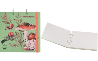 Скетчбук А5+  20л "Грибы и улитки" с палитрой на кольцах 300г/м² 100% хлопок 19*19см 20-1549