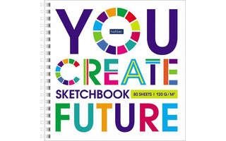 Скетчбук А5  80л "Больше креатива!" спираль тв.обл 120г/м² 80Тт5Агр_28256 Хатбер