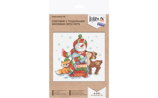 Набор для творчества "Klart.Вышивка крестом.Снеговик с подарками" 21*20см 8-292